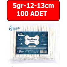 Beyaz Burgu Çubuk 100 Adet, 12-13CM, 5gr, Köpekler Için Diş Kaşıma Kemiği Stick