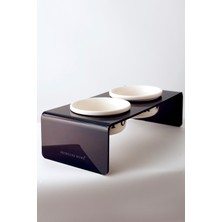 Siyah Seramik ve Pleksi Kedi ve Köpek Mama ve Su Kabı