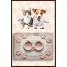 Çok Renkli Dijital Baskılı Mama ve Su Matı, Kaymaz Taban, 45X70 cm