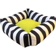 Sarı Kare Zebra Desenli Yumuşak Yatak Yastık Köpek ve Kedi Için
