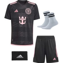 Lionel Messi Inter Miami 24/25 Sezon Iç Saha Siyah Çocuk Forma Takımı 4 Parça Forma+Şort+Çorap+Bileklik Hediye