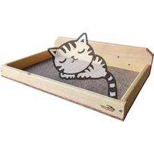 Duvara Monte Doğal Ahşap Kedi Yatağı, Eko Tırmalama Halı Kaplamalı, 8 kg Kapasite