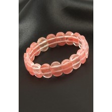 Oval Kesim Pembe Kuvars Doğaltaşlı Bileklik