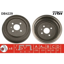 Trw DB4229 - Arka Kampana Astra G 98 09 Combo C 01 11 Astra F Sw 91 98 230×265X57X69X4DL 93189219