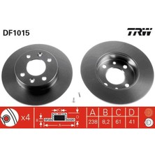Trw DF1015 - Ön Fren Aynası Renault Clıo 91 Twıngo 92 R5 84 88 238×8.2X4DL