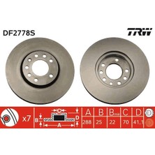 Trw DF2778S - Ön Fren Aynası Vectra B 96 02 Saab 9-2/9-3 93 03 288×25X7DLXHAVALI 32025723-569357-93182306