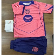 Barcelona Lamine Yamal 25/26 Sezon Özel Tasarım Deplasman Çocuk Forma Takımı 4 Parça Forma +Şort +Çorap + Bileklik Hediye