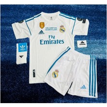 Sidas Real Madrid Cristiano Ronaldo Beyaz  2018  Sezon Şampiyonlar Ligi Çocuk Forma Takımı 4 Parça Forma +Şort +Çorap + Bileklik Hediye