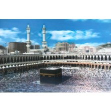 3 Boyutlu Resim  Ekstra Çözünürlüğe Sahip Kabe Resmi Mekke Tablosu 40X60 cm