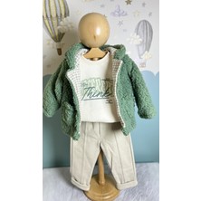 Peluş Hırkalı 3lü Takım Erkek Bebek