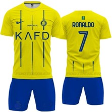 Sidas Cristiano Ronaldo Al-Nasrr 24/25 Sezon Iç Saha Sarı-Mavi Çocuk Forma Takımı 4 Parça Forma +Şort +Çorap + Bileklik Hediye