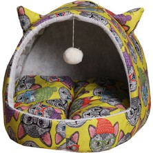 Sarı Kedi ve Köpek Yatağı, Rahat ve Şık, 45 cm Yükseklik