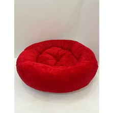 Kırmızı Simit Yatak, 17 cm Yükseklikte, Konforlu ve Şık Evcil Hayvan Yatağı