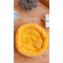 Sarı Peluş Kedi Köpek Yatağı, Rahat ve Sıcak Evcil Hayvan Yatağı