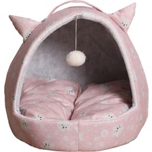Pembe Pudra Renkli Evcil Hayvan Yatağı, Yumuşak ve Konforlu Iç Yüzeyli.