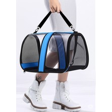 Şeffaf Mavi Köpek ve Kedi Taşıma Çantası 44X27X22CM