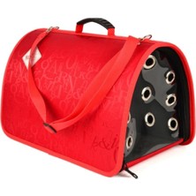 Kırmızı Kapalı Taşıma Çantası 28X44X28 Cm, Evcil Hayvanlar Için Güvenli ve Şık