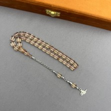 Alpaka Püsküllü Şeffaf Kapsül Kesim Sıkma Kehribar Tespih