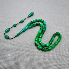 Erkan Çubukçu Usta Işçilikli Yeşil Hareli Sıkma Kehribar Tespiih