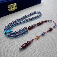 Emine Reşvani Usta Işçilikli Halkalı Imame Bordo Ip Yolu Özel Tasarım Sıkma Kehribar Tespih