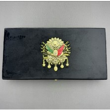 Büyük Boy Siyah Osmanlı Tuğralı Kadife Tespih Kutusu