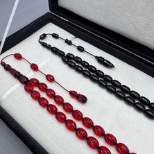 Özel Kalem Işçilikli Ateş ve Sıkma Kehribar Ikili Hediyelik Tespih Set