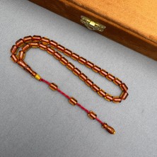 Turuncu Kapsül Kesim Sistemli Püskül Sıkma Kehribar Tespih