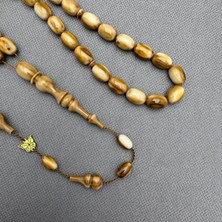 Emine Reşvani Usta Işçilikli Açık Kahverengi Hareli Sıkma Kehribar Tespih