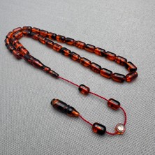 Ahmet Eryılmaz Usta Işçilikli Kızıl Yoğun Hareli Özel Hamur Sıkma Kehribar Tespih