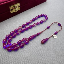 Faaris Beydun Bordo Mavi Beyzi Renk Süzmesi Sıkma Kehribar Tespih