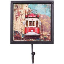 Dekoratif Metal Askı Tramvay Dekorlu Retro Askılık Vintage
