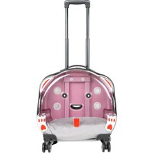 Şeffaf Tekerlekli Büyük Boy Taşıma Çantası, Pembe, Evcil Hayvanlar Için Ideal