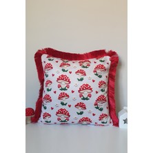 Orman Perisi 3D Mantar Baskılı Saçaklı Kırlent Kılıfı - 43X43CM