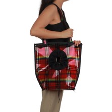 Omuz Askılı Şeffaf Kedi Köpek Taşıma Çantası 41X39X14CM, 6kg, Kırmızı