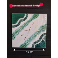 Duvar Saati - 40 cm - Modern Dekoratif Duvar Saati - Epoksi Duvar Saati - El Yapımı Duvar Saati -Kare Duvar Saati