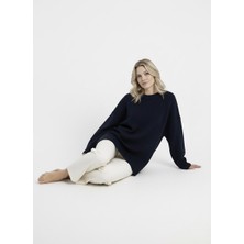 Vaniza Basic Kadın Kazak Lacivert Oversize