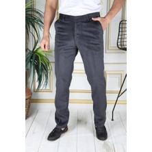 Füme Polarlı Kadife Pantolon Esnek Kalın Fitil Klasik Kesim Yan Cepli Astarlı Phantom Jeans