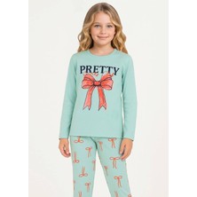Diamondstar Kız Çocuk Pretyy Baskılı Uzun Kollu %100 Pamuklu  Pijama Takımı