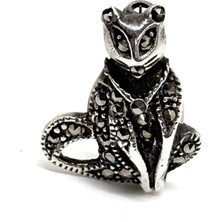 Oya Silver Markazit Işıltı Kedi Broş-Broş Iğnesi