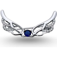 Oya Silver Safir Taşlı Melek Kanadı Gümüş Broş – 3x1.7 cm