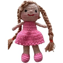 Pembe Öğrenci Kız Bebek Amigurumi Organik Anahtarlık Oyuncak