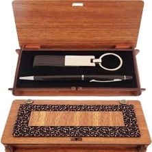 Siyah Kalem ve Anahtarlık Ahşap Kutulu Set