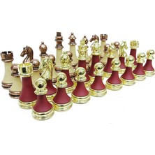 Satranç Taşı Zamak Polyester Krem Bordo Dekoratif Hediyelik