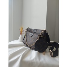 3'lü Model Mix Desen Acı Kahve Deri Kadın El, Omuz, Çapraz Çanta