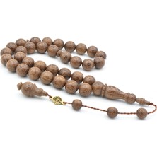 Usta Işi Imzalı Küre Kesim Iri Boy Kahverengi Abanoz Ağacı Tesbih