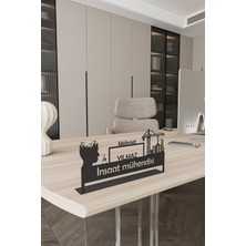 Kişiye Özel Masaüstü Isimlik Ofis Hediyelik Isim ve Meslek Tasarımlı Siyah 35X18X5 cm