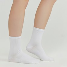 Farve Kadın Beyaz Dikişsiz Burunlu Pamuklu Tenis Çorap Soket Boy