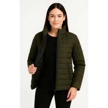 Kadın Bomber Mont Ceket – Su Itici Kumaş, Kapitone Astarlı, Fermuarlı, Kışlık - Haki