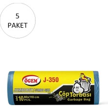 J-350 Jumbo Boy Çöp Torbası 80 x 110 cm 10 Lu Rulo x 5 Paket = 50 Adet (Mavi)
