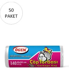 Küçük Boy Çöp Torbası 40 x 50 cm 40 Lı Rulo x 50 Paket = 2.000 Adet (Şeffaf)